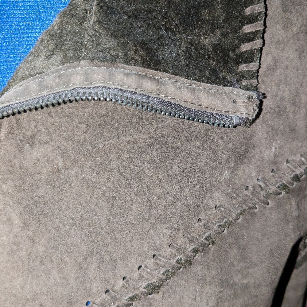 Brown Leather Patchwork Jacket Large - image 6